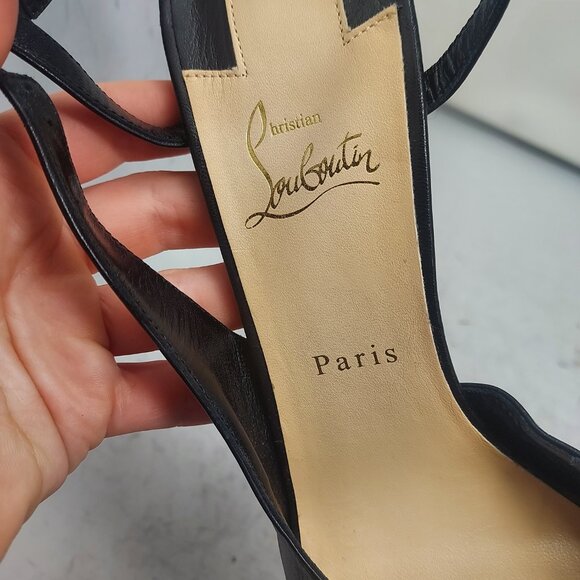 Christian Louboutin Black Jenlove Alta Peep Toe Sandal Heel Shoe - Picture 5 of 12